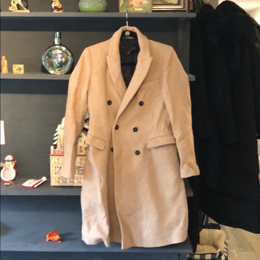 Zara women's beige dress coat topcoat